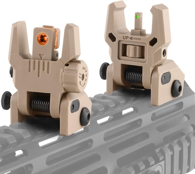 TPRCOL Flip Up Sight Front and Rear Flip Lightweight Sights,with Green Red Fiber Optics Dots, Mounted on Any Picatinny or Weaver Rail - Image 1